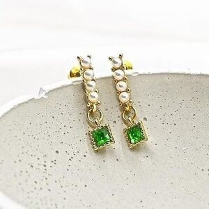 Green and Gold Drop Studs